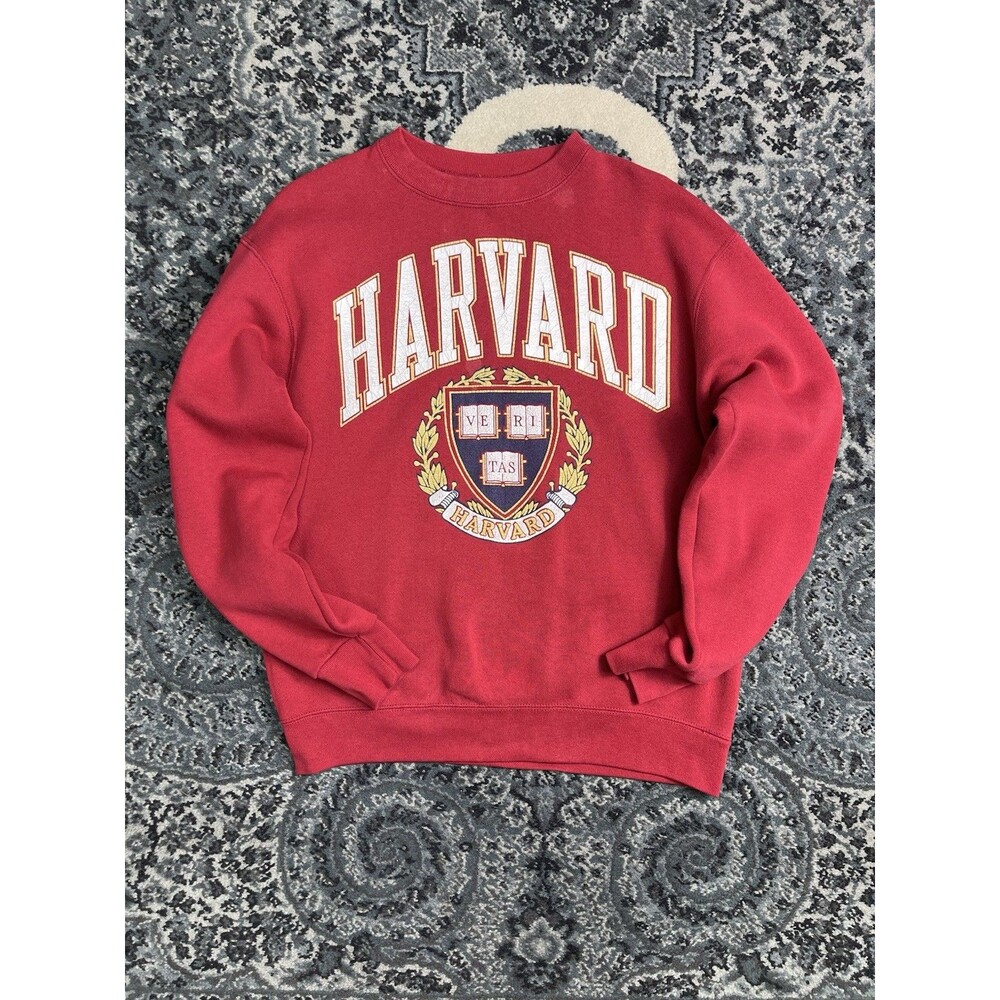 Vintage Harvard University Spellout Puff Print Crewneck Sweatshirt Size Large